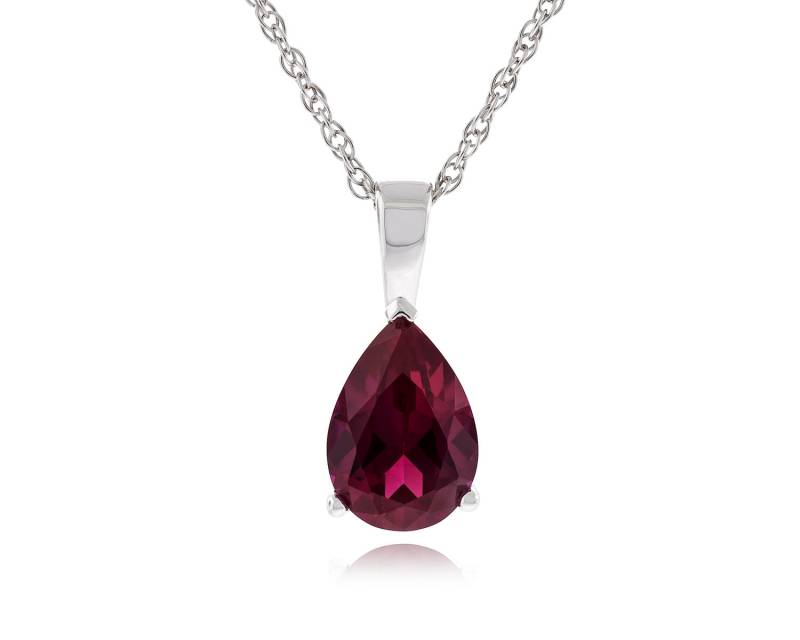 925 Sterling Silber 2, 00 Karat | Ctw Birne Form Edelsteine Geschnitten 10x7mm Erstellt Rubin Anhänger Mit 18" Seil Kette Halskette Rhodium Vergoldet 925 Sterling Silber 2, 00 Karat | Ctw Birne Form Edelsteine Geschnitten 10x7mm Erstellt Rubin Anhänger Mit 18" Seil Kette Halskette Rhodium Vergoldet von JewelryAcacia