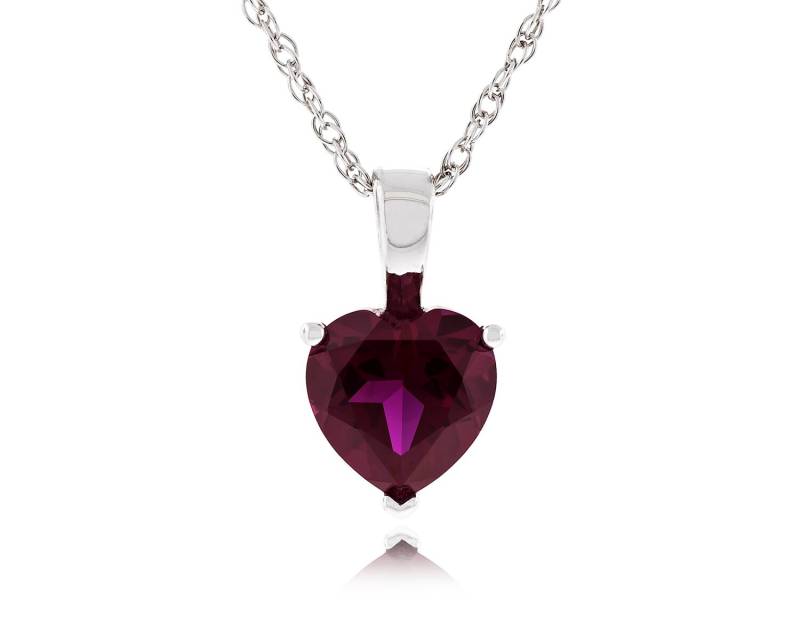 925 Sterling Silber 2, 00 Karat | Ctw Herz Form Edelsteine Geschnitten 8x8mm Erstellt Rubin Anhänger Mit 18" Seil Kette Halskette Rhodium Vergoldet 925 Sterling Silber 2, 00 Karat | Ctw Herz Form Edelsteine Geschnitten 8x8mm Erstellt Rubin Anhänger Mit 18" Seil Kette Halskette Rhodium Vergoldet von JewelryAcacia