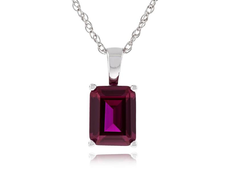 925 Sterling Silber 2, 50 Karat | Ctw Octagon Form Smaragd Schritt-Schnitt 9 X 7mm Erstellt Rubin Anhänger Mit 18" Seil Kette Halskette Rhodium 925 Sterling Silber 2, 50 Karat | Ctw Octagon Form Smaragd Schritt-Schnitt 9 X 7mm Erstellt Rubin Anhänger Mit 18" Seil Kette Halskette Rhodium von JewelryAcacia
