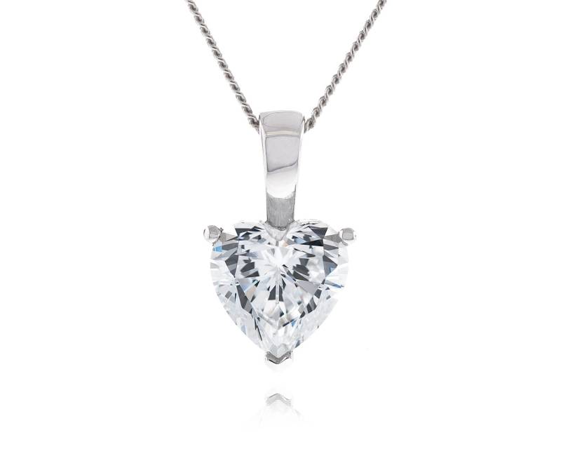 925 Sterling Silber Herz Diamant Geschnitten 7, 5 X Mm - 8X8Mm Kristall Weiß Cz Anhänger Mit 18" Diamant-Cut Bordstein Kette Halskette Rhodium 925 Sterling Silber Herz Diamant Geschnitten 7, 5 X Mm - 8X8Mm Kristall Weiß Cz Anhänger Mit 18" Diamant-Cut Bordstein Kette Halskette Rhodium von JewelryAcacia