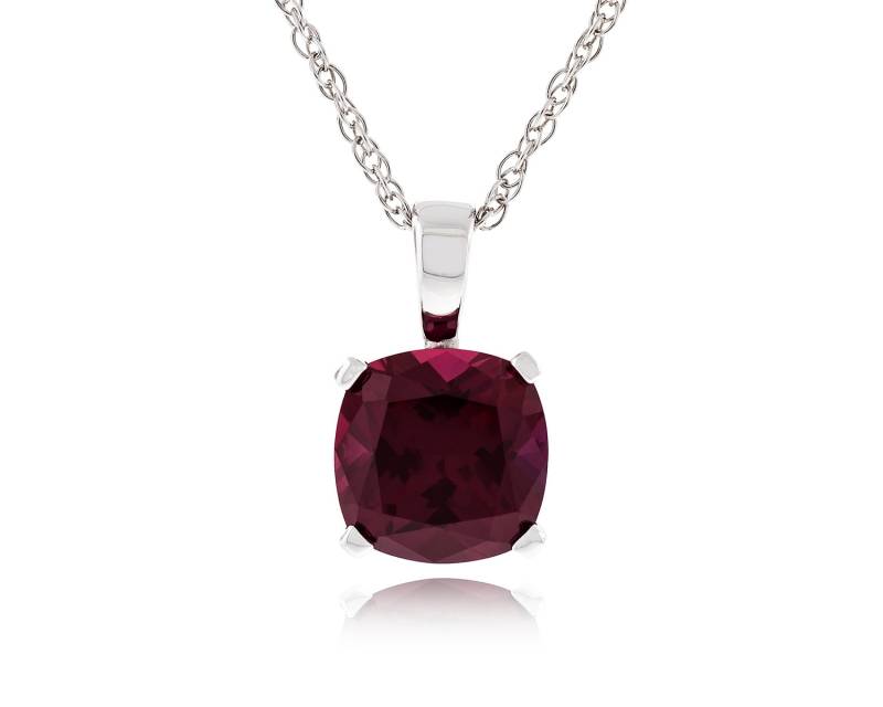 925 Sterling Silber Kissen Form Diamant Geschnitten 8X8Mm - 8, 5 X Mm Erstellt Rubin Anhänger Mit 18" Seil Kette Halskette Rhodium Vergoldet 925 Sterling Silber Kissen Form Diamant Geschnitten 8X8Mm - 8, 5 X Mm Erstellt Rubin Anhänger Mit 18" Seil Kette Halskette Rhodium Vergoldet von JewelryAcacia