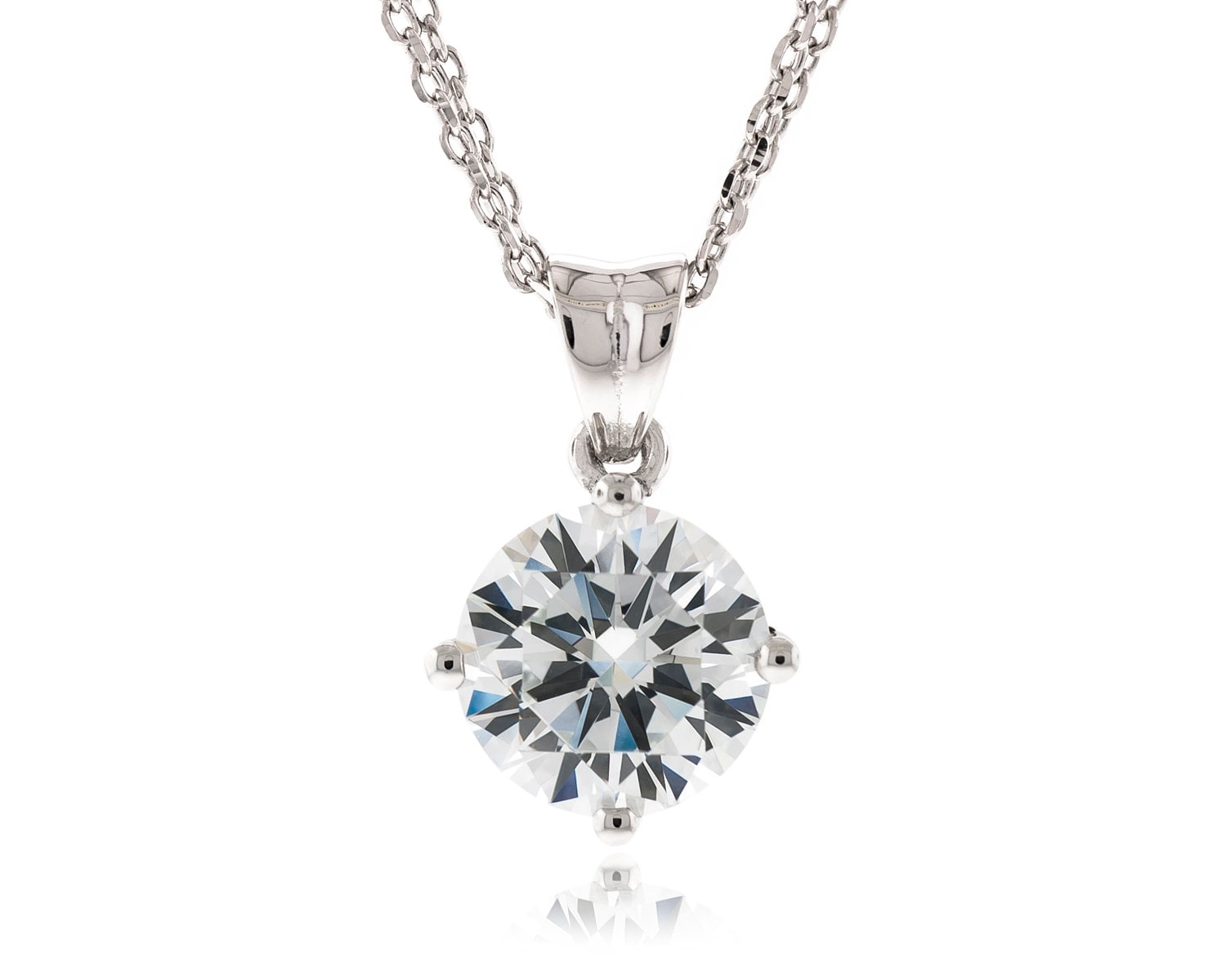 925 Sterling Silber Runde Ideal Geschnitten 8, 5 Mm - 9Mm Simulierten Diamant Cz Anhänger Mit 18" Doppel Reihe Kette Halskette Rhodium Vergoldet 925 Sterling Silber Runde Ideal Geschnitten 8, 5 Mm - 9Mm Simulierten Diamant Cz Anhänger Mit 18" Doppel Reihe Kette Halskette Rhodium Vergoldet von JewelryAcacia