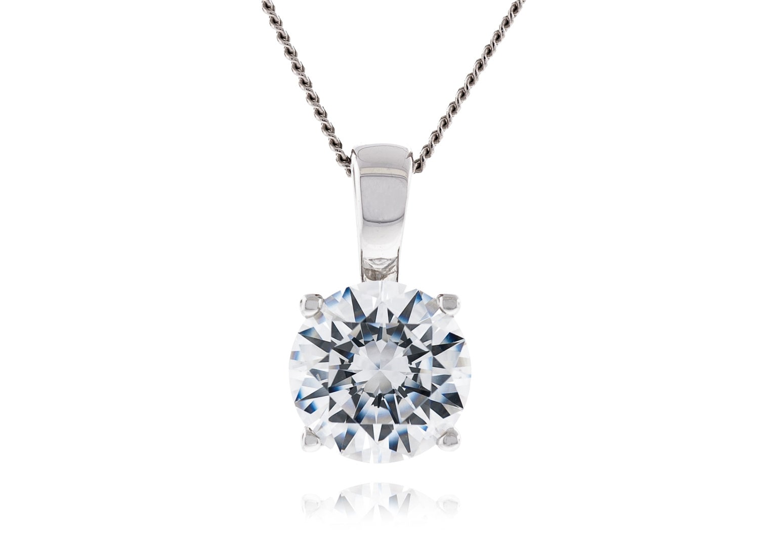 925 Sterling Silber Swarovski Element Runde 7, 5 Mm - 8Mm Kristall Weiß Cz Anhänger Mit 18" Diamant-Cut Bordstein Kette Halskette Rhodium Vergoldet 925 Sterling Silber Swarovski Element Runde 7, 5 Mm - 8Mm Kristall Weiß Cz Anhänger Mit 18" Diamant-Cut Bordstein Kette Halskette Rhodium Vergoldet von JewelryAcacia