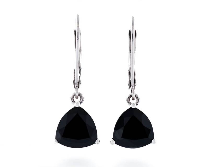 Diamant Geschnitten Billion8x8mm - 9x9mm Simuliert Eisern Schwarz Cz 925 Sterling Silber Leverback Baumseider Ohrringe Rhodium Vergoldet von JewelryAcacia