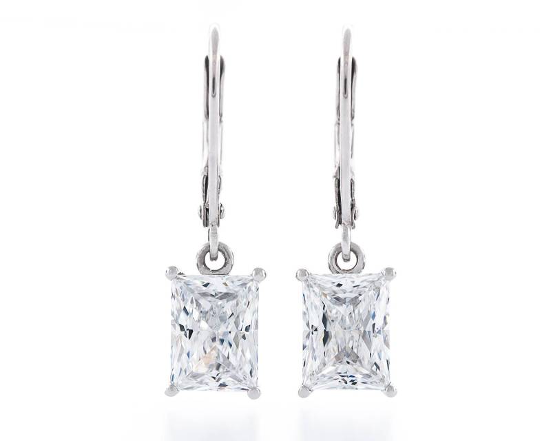 Diamantschliff Prinzessin Baguette 8x6mm Simulierter Diamant Cz 925 Sterling Silber Leverback Ohrringe Rhodiniert Diamantschliff Prinzessin Baguette 8x6mm Simulierter Diamant Cz 925 Sterling Silber Leverback Ohrringe Rhodiniert von JewelryAcacia