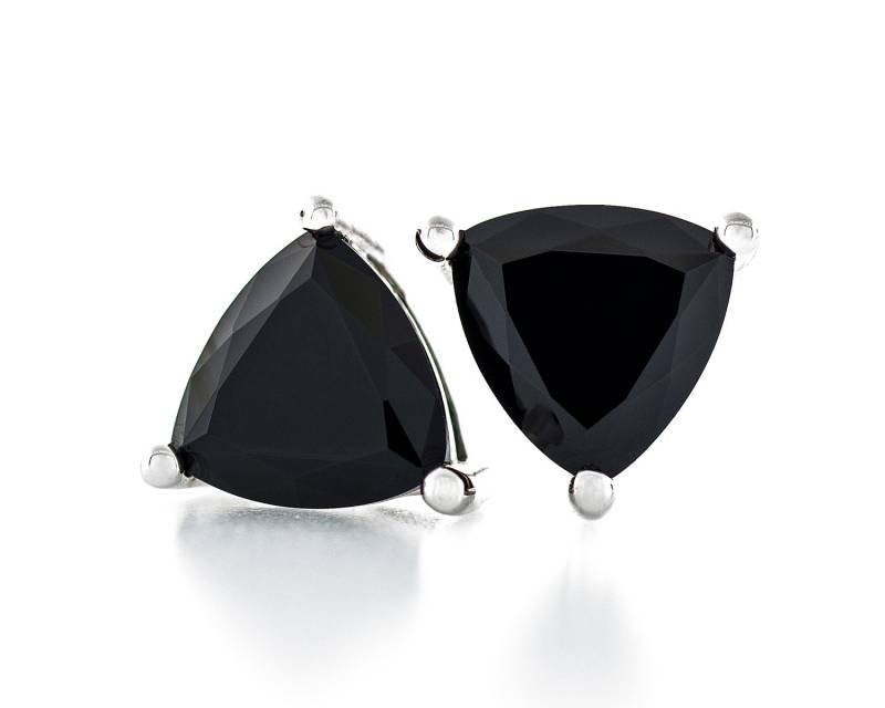 Dreieck Form Diamant Geschnitten 5 X - 7 7mm Erstellt Onyx Schwarz Farbe Cz 925 Sterling Silber Schwere Montage Ohrstecker Rhodium Vergoldet von JewelryAcacia