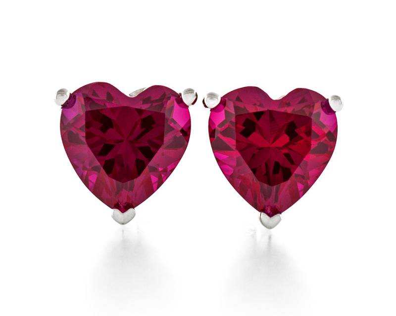 Herz Form Diamant Geschnitten 6 X - 7X7mm Erstellt Rubin 925 Sterling Silber Schwere Montage Ohrstecker Rhodium Vergoldet Herz Form Diamant Geschnitten 6 X - 7X7mm Erstellt Rubin 925 Sterling Silber Schwere Montage Ohrstecker Rhodium Vergoldet von JewelryAcacia