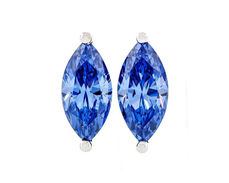 Marquise Form Fancy Diamant Geschnitten Tanzanit Farbe 8 X 4 - 10X5mm Cz 925 Sterling Silber Schwere Montage Ohrstecker Rhodium Vergoldet von JewelryAcacia