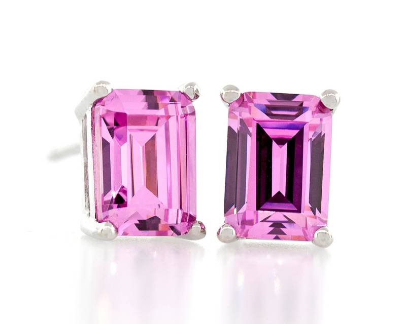 Octagon Form Diamant Geschnitten Rosa Saphir Farbe 6 X 4 - 8X6mm Cz 925 Sterling Silber Schwere Montage Ohrstecker Octagon Form Diamant Geschnitten Rosa Saphir Farbe 6 X 4 - 8X6mm Cz 925 Sterling Silber Schwere Montage Ohrstecker von JewelryAcacia