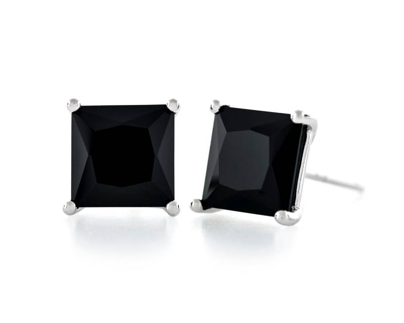 Premium Qualität Simulierte Schwarze Diamant Jet Cz Martini 4 Prongs Sterling Silber Hypoallergen Ohrstecker Princess Dia. Schliff 5x5-7, 5x7, 5mm Premium Qualität Simulierte Schwarze Diamant Jet Cz Martini 4 Prongs Sterling Silber Hypoallergen Ohrstecker Princess Dia. Schliff 5x5-7, 5x7, 5mm von JewelryAcacia