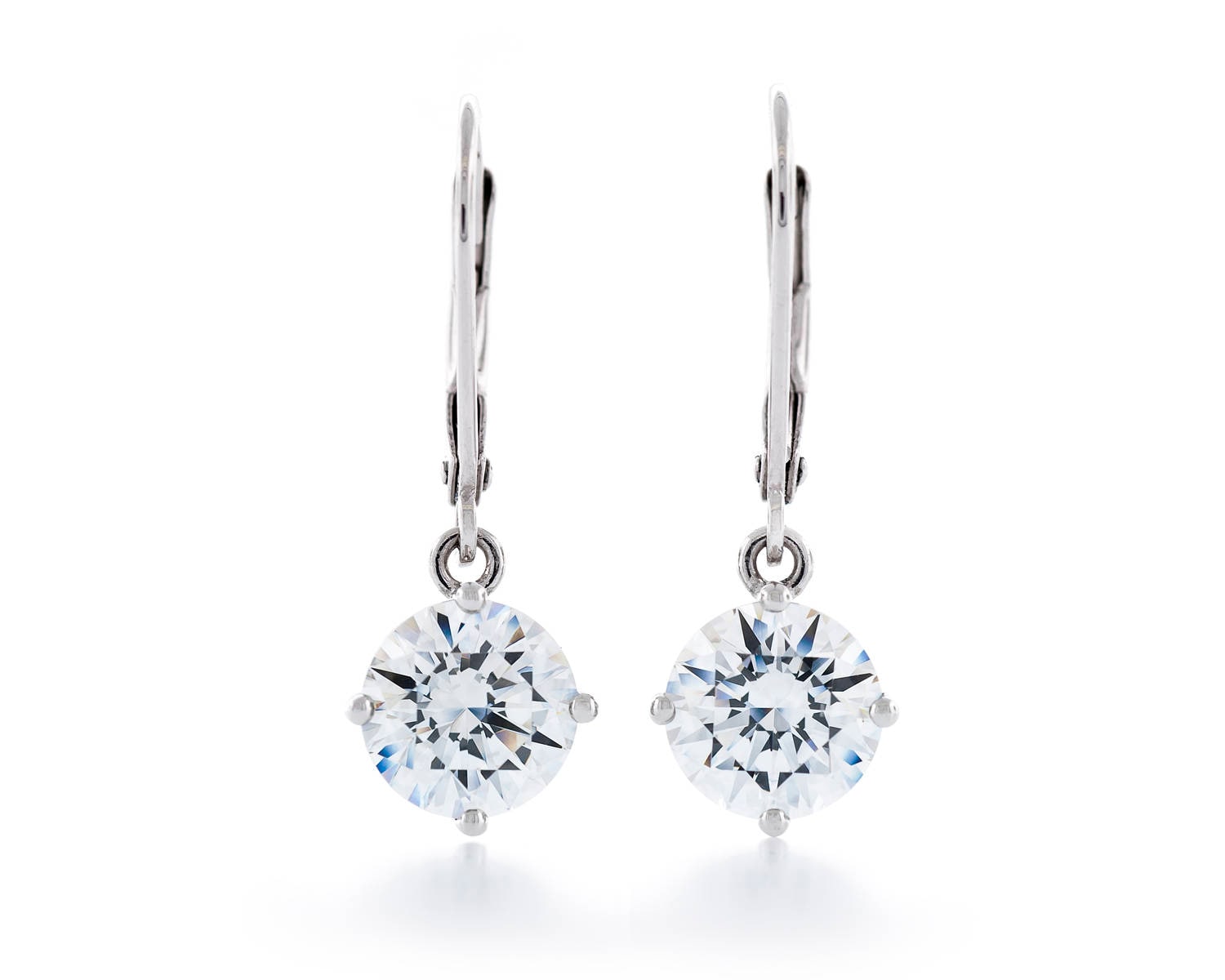 Rund Ideal Diamantschliff 7mm -9mm Simulierter Diamant Cz 925 Sterling Silber Leverback Ohrhänger Rhodiniert Rund Ideal Diamantschliff 7mm -9mm Simulierter Diamant Cz 925 Sterling Silber Leverback Ohrhänger Rhodiniert von JewelryAcacia