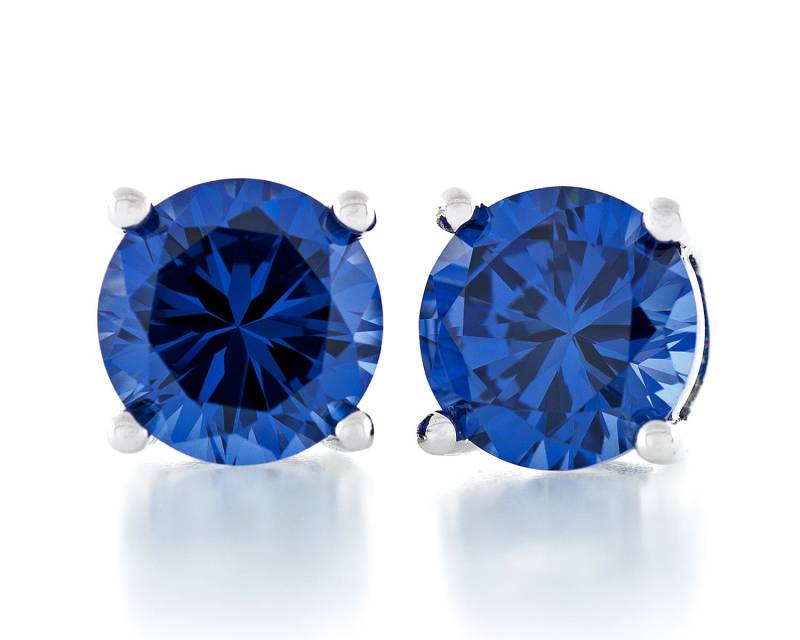 Runde Ideale Diamant Geschnitten Tanzanit Farbe 6mm - 7mm Cz 925 Sterling Silber Schwere Montage Ohrstecker Rhodium Vergoldet von JewelryAcacia