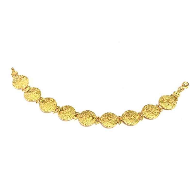 sterling Silber 18K Gold Overlay Phaistos Disc Link Armband, 7 " sterling Silber 18K Gold Overlay Phaistos Disc Link Armband, 7 " von JewelryAffairs