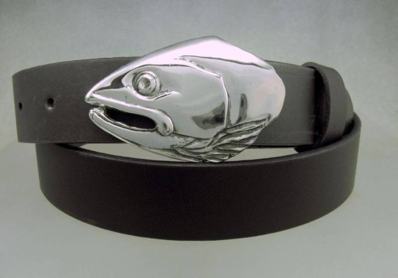 Lachs 1, 25 Zoll Solid Sterling Silber Gürtelschnalle Handgemacht. Eine Handarbeit Von Peter Senesac von JewelryArtStudio