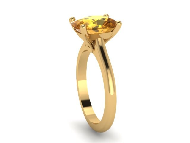 10 X 8 Mm Kissenschliff Citrin Solitär Verlobungsring 14K Gelbgold Ehering Marraige Braut Feiner Schmuck Elegant Edelstein Ringe -V1131 von JewelryArtworkByVick