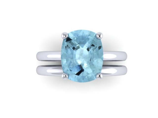 10x8mm Kissen Geschnitten Aquamarin Braut Set 14K Weißgold Verlobung Ring Mit Passenden Band Feinen Schmuck Elegante Edelstein Geschenke -V1132 10x8mm Kissen Geschnitten Aquamarin Braut Set 14K Weißgold Verlobung Ring Mit Passenden Band Feinen Schmuck Elegante Edelstein Geschenke -V1132 von JewelryArtworkByVick