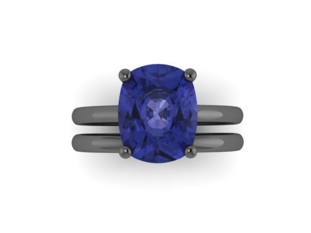 10x8mm Kissen Geschnitten Blau Saphir Solitär Braut Set 14K Schwarz Gold Hochzeit Ring Marraige Feine Schmuck Elegante Edelstein Ringe-V1132 10x8mm Kissen Geschnitten Blau Saphir Solitär Braut Set 14K Schwarz Gold Hochzeit Ring Marraige Feine Schmuck Elegante Edelstein Ringe-V1132 von JewelryArtworkByVick