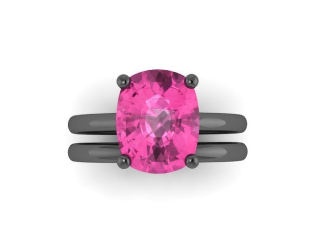 10x8mm Kissen Geschnitten Rosa Saphir Solitär Verlobungsring Mit Passenden Band 14K Schwarz Gold Hochzeit Ring Feinen Schmuck Braut Set -V1132 10x8mm Kissen Geschnitten Rosa Saphir Solitär Verlobungsring Mit Passenden Band 14K Schwarz Gold Hochzeit Ring Feinen Schmuck Braut Set -V1132 von JewelryArtworkByVick