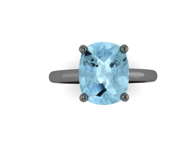 10x8mm Kissenschliff Aquamarin Verlobungsring 14K Schwarz Gold Trauring Marraige Brautschmuck Elegant Edelstein Brautschmuck -V1131 von JewelryArtworkByVick