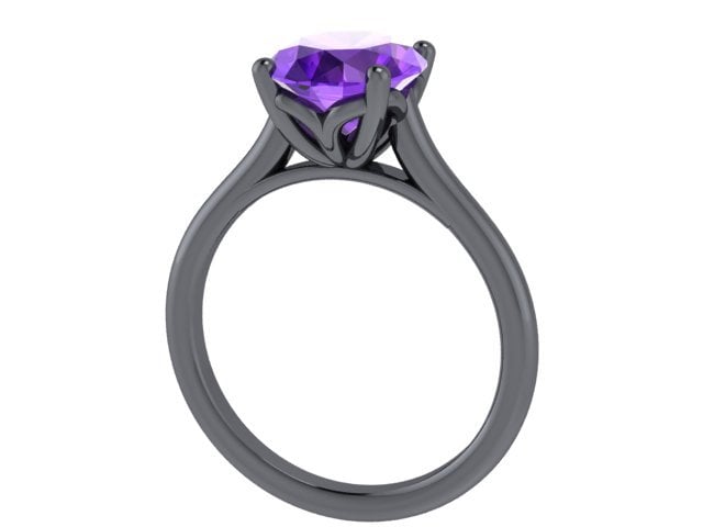 10x8mm Oval Echte Amethyst Verlobungsring Set in 14 K Schwarz Gold Einzigartige Hochzeit Ring Marraige Braut Feine Schmuck Elegante - V1168 von JewelryArtworkByVick
