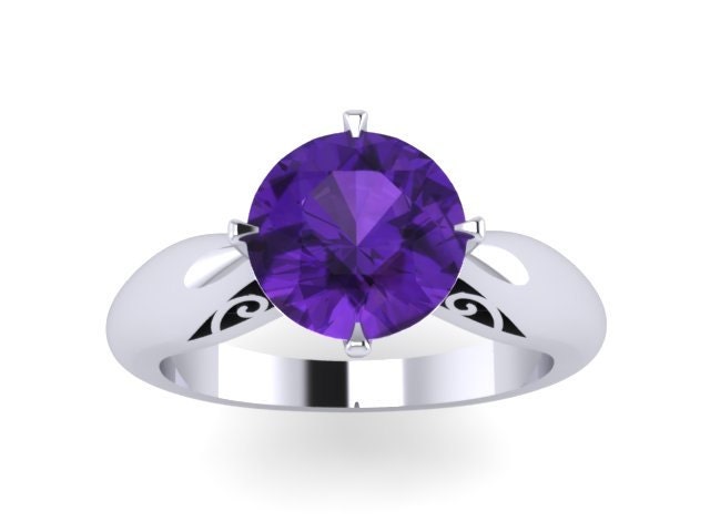 Amethyst Verlobungsring 14K Weißgold Solitärring Unikat Feinschmuck Filigraner - V1150 Amethyst Verlobungsring 14K Weißgold Solitärring Unikat Feinschmuck Filigraner - V1150 von JewelryArtworkByVick