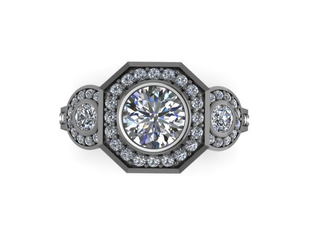 Art-Deco-Diamant Moissanite Verlobungsring Hochzeit Drei Stein Ring 14K Schwarz Gold Mit 6mm Für Immer Ein Center -V1111 Art-Deco-Diamant Moissanite Verlobungsring Hochzeit Drei Stein Ring 14K Schwarz Gold Mit 6mm Für Immer Ein Center -V1111 von JewelryArtworkByVick