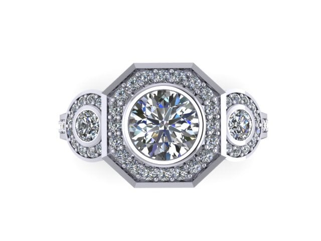 Art-Deco-Diamant Moissanite Verlobungsring Hochzeit Drei Stein Ring 14K Weißgold Mit 6mm Für Immer Brillante Center-V1111 Art-Deco-Diamant Moissanite Verlobungsring Hochzeit Drei Stein Ring 14K Weißgold Mit 6mm Für Immer Brillante Center-V1111 von JewelryArtworkByVick
