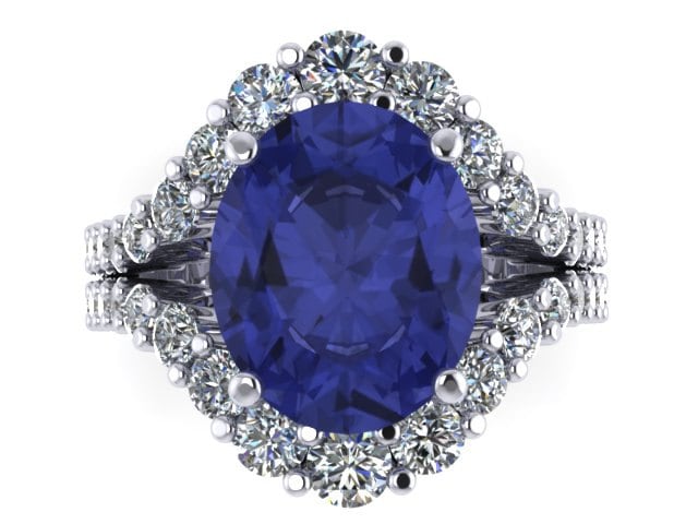 Blaue Saphir Verlobungsring 14 K Weißgold Oval Zentrum Natürliche Weiße Diamant Ring Benutzerdefinierte Schmuck Geschenke Für Ihre Berühmtheit von JewelryArtworkByVick