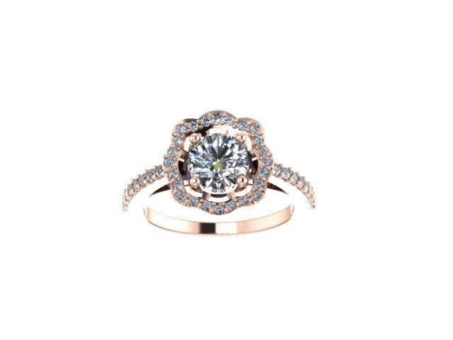 Blume Diamant Verlobungsring F1 Moissonite 14K Rose Gold Mit 6, 5 Mm Moissanite Center Floral Braut Feinen Schmuck -V1078 von JewelryArtworkByVick
