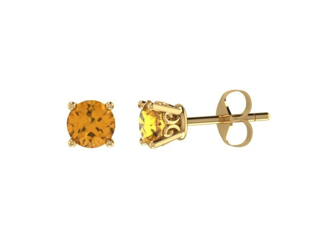 Citrin Ohrstecker 14K Gelbgold Mit 5mm Runde Edelstein Ohrringe November Birthstone Feine Schmuck Urlaub Geschenke Für Sie - V1067 von JewelryArtworkByVick