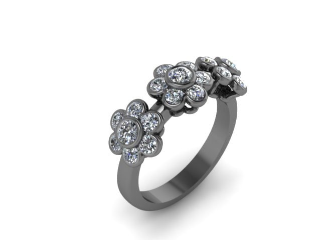 Diamant-Band-Blume-Design-Band 14K Schwarz Gold Blume Ring Valentinstag Geschenk Muttertag Blumen-Design-Versprechen-Ring-statement - V1088 von JewelryArtworkByVick