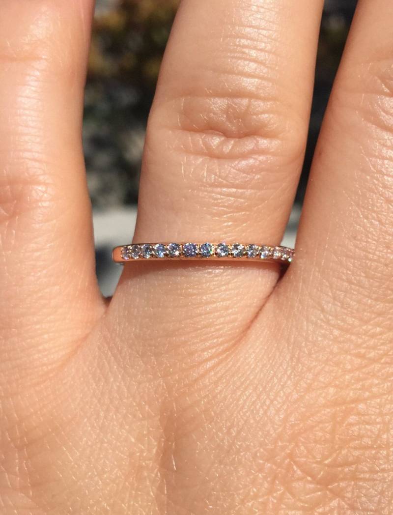 Diamant-Band Hochzeit Band Passende Ring 14K Rose Gold Natürliche Diamanten Ringe Feine Schmuck Custom Made - V1064 Diamant-Band Hochzeit Band Passende Ring 14K Rose Gold Natürliche Diamanten Ringe Feine Schmuck Custom Made - V1064 von JewelryArtworkByVick