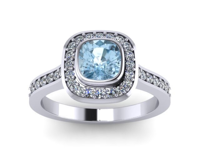 Diamant-Hochzeitsring 14K Weißgold Verlobungsring 5x5mm Cusion Geschnitten Aquamarin März Birthstone Muttertag Geschenk Versprechen Ring Diamant-Hochzeitsring 14K Weißgold Verlobungsring 5x5mm Cusion Geschnitten Aquamarin März Birthstone Muttertag Geschenk Versprechen Ring von JewelryArtworkByVick