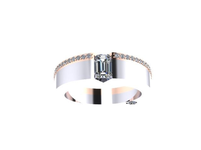 Diamant Zwei-Ton-Verlobungsring Smaragd Geschnitten Moissonite Verlobungsring 14K Weiß & Rose Gold Mit 5x3mm Moissanite Center Braut - V1079 von JewelryArtworkByVick