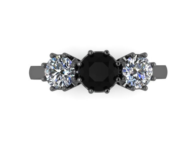 Drei-Stein Natürliche Schwarze Diamant Band Für Immer Eine Moissanite Seite Steine Französisch Stil Feinen Schmuck 14K Schwarz Gold Damen Ring -V1128 Drei-Stein Natürliche Schwarze Diamant Band Für Immer Eine Moissanite Seite Steine Französisch Stil Feinen Schmuck 14K Schwarz Gold Damen Ring -V1128 von JewelryArtworkByVick