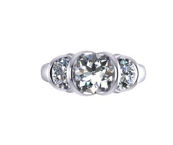 Drei-stein-Verlobungsring 14K Weißgold Mit 6, 5 Mm Runde Für Immer Ein Moissanit Ctr & 2 5Mm F1 Moissanite Side-stones Einzigartig - V1070 Drei-stein-Verlobungsring 14K Weißgold Mit 6, 5 Mm Runde Für Immer Ein Moissanit Ctr & 2 5Mm F1 Moissanite Side-stones Einzigartig - V1070 von JewelryArtworkByVick
