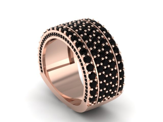 Echte Schwarze Diamant Band 14K Rose Gold Ring Jahrestag Aussage Feinen Schmuck Geschenk Idee Braut Hochzeit Rechte Hand - V1129 Echte Schwarze Diamant Band 14K Rose Gold Ring Jahrestag Aussage Feinen Schmuck Geschenk Idee Braut Hochzeit Rechte Hand - V1129 von JewelryArtworkByVick