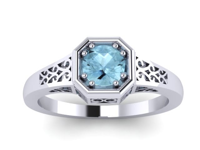 Edwardian Aquamarin Verlobungsring 14K Weißgold Vintage Ring Mit 5mm Center Feinen Schmuck März Birthstone Verlobung - V1118 Edwardian Aquamarin Verlobungsring 14K Weißgold Vintage Ring Mit 5mm Center Feinen Schmuck März Birthstone Verlobung - V1118 von JewelryArtworkByVick