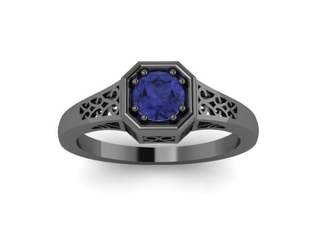 Edwardian Blau Saphir Verlobungsring 14K Schwarz Gold Vintage Ring Mit 5mm Zentrum Feinen Schmuck Edelstein Verlobung - V1118 Edwardian Blau Saphir Verlobungsring 14K Schwarz Gold Vintage Ring Mit 5mm Zentrum Feinen Schmuck Edelstein Verlobung - V1118 von JewelryArtworkByVick
