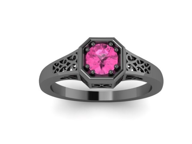 Edwardian Rosa Saphir Verlobungsring 14K Schwarz Gold Vintage Ring Center Feinen Schmuck Edelstein Verlobung - V1118 Edwardian Rosa Saphir Verlobungsring 14K Schwarz Gold Vintage Ring Center Feinen Schmuck Edelstein Verlobung - V1118 von JewelryArtworkByVick