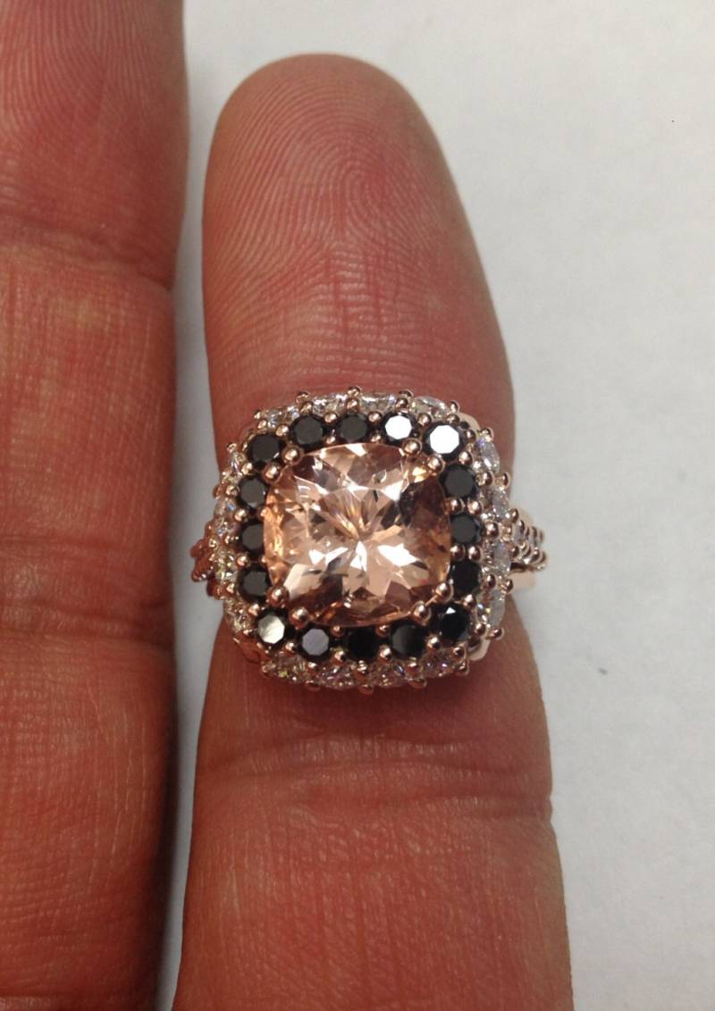 Einzigartiger Verlobungsring Schwarzer Diamant Ehering Edelstein 14K Roségold Ring Unikat Geschenke Morganit Feinschmuck - V1096 Einzigartiger Verlobungsring Schwarzer Diamant Ehering Edelstein 14K Roségold Ring Unikat Geschenke Morganit Feinschmuck - V1096 von JewelryArtworkByVick