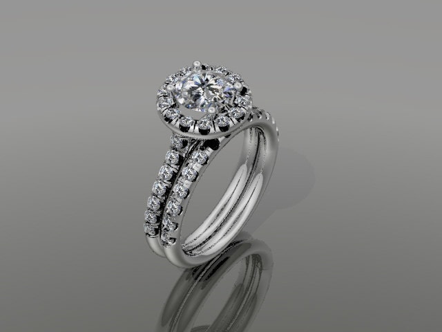 Forever One Moissanit Verlobungsring 14K Weißgold Braut Set Ring Mit Passendem Band-1043 Forever One Moissanit Verlobungsring 14K Weißgold Braut Set Ring Mit Passendem Band-1043 von JewelryArtworkByVick