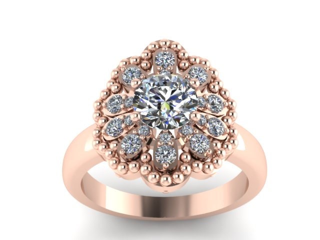 Für Immer Ein Moissanite Verlobungsring Diamant Ehering 14 K Rose Gold Braut Ring Blume Vorschlag Einzigartige Schmuck Einzigartig - V1141 von JewelryArtworkByVick