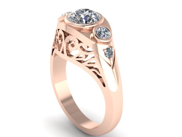 Für Immer Ein Moissanite Verlobungsring Vintage Diamant Ring Filigrane Design 14 K Rose Gold Braut Hochzeit Ehe-V1145 von JewelryArtworkByVick