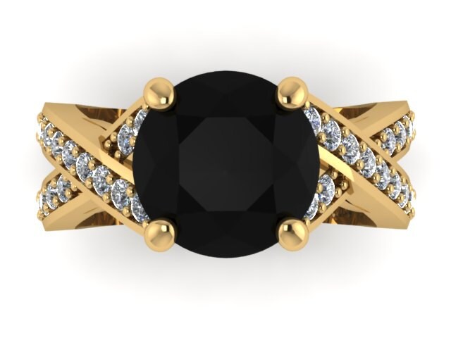 Gelb Gold Verlobungsring Runde Natürliche Schwarz Diamant Ehering Einzigartige Etsy Braut Ringe Edlen Schmuck Gelbe Geschenk Für Sie - V1106 von JewelryArtworkByVick