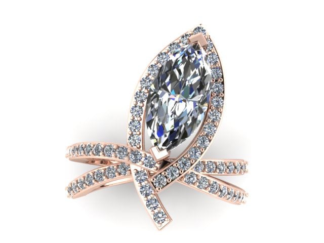 Geschenke Für Ihre Marquise Moissanite Verlobungsring 14K Rose Gold Feine Schmuck Halo Diamant Mit 12x6mm Center Custom Ringe - V1115 von JewelryArtworkByVick