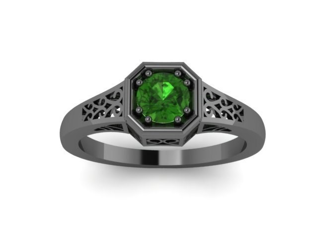 Grüne Smaragd Verlobungsring 14K Schwarzgold Vintage Ring Kann Birthstone Feine Schmuck Verlobung Edwardian Einzigartige - V1118 Grüne Smaragd Verlobungsring 14K Schwarzgold Vintage Ring Kann Birthstone Feine Schmuck Verlobung Edwardian Einzigartige - V1118 von JewelryArtworkByVick