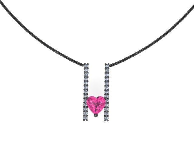 Herz Form Diamant Halskette Rosa Saphir 14K Schwarz Gold Mit 6x6mm Zentrum Anhänger Liebe - V1094 Herz Form Diamant Halskette Rosa Saphir 14K Schwarz Gold Mit 6x6mm Zentrum Anhänger Liebe - V1094 von JewelryArtworkByVick