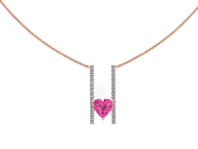 Herz Form Schwarz Diamant Halskette Rosa Saphir 14K Rose Gold Mit 6x6mm Zentrum Original Edelsteine -V1094 Herz Form Schwarz Diamant Halskette Rosa Saphir 14K Rose Gold Mit 6x6mm Zentrum Original Edelsteine -V1094 von JewelryArtworkByVick