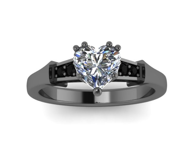 Herz Für Immer Brillante Moissanite Verlobungsring Schwarz Diamant 14 K Gold Ehering Funkelnde - V1148 von JewelryArtworkByVick